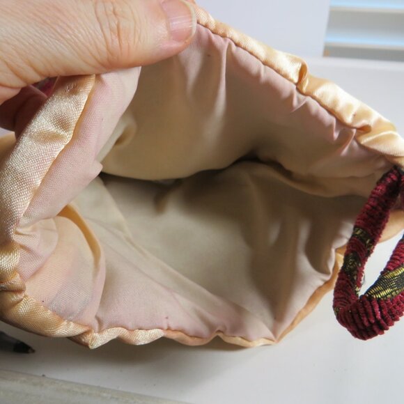 Red Tapestry Vintage Victorian High Heel boot stocking Holiday 20" long - Picture 10 of 10